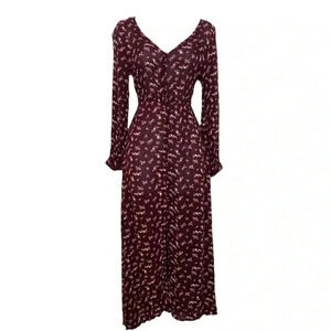 Charlotte Russe Floral Button Front Cutout Back Gauze Maxi Dress